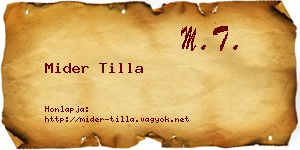 Mider Tilla névjegykártya